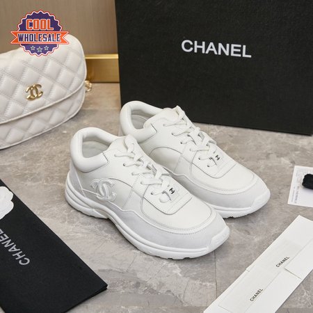 CHANEL LOW TOP TRAINER CC TRIPLE WHITE - CC4