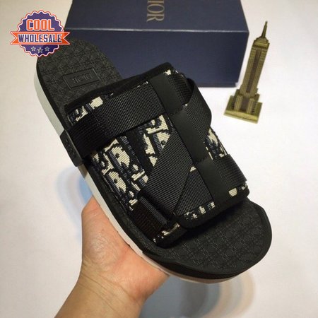 DIOR ALPHA SANDAL BEIGE AND BLACK DIOR OBLIQUE JACQUARD - CD93