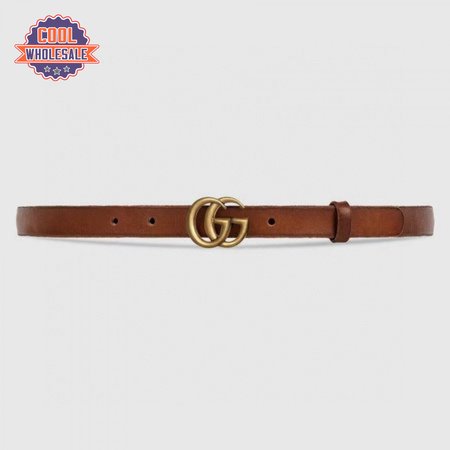 GUCCI LEATHER BELT WITH DOUBLE G BUCKLE