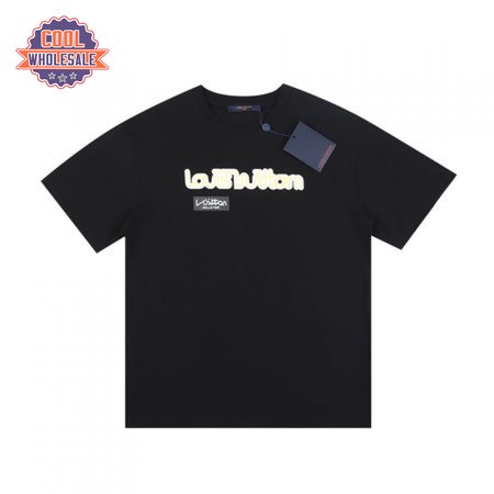 23ss yellow orange warning slogan printing round neck black