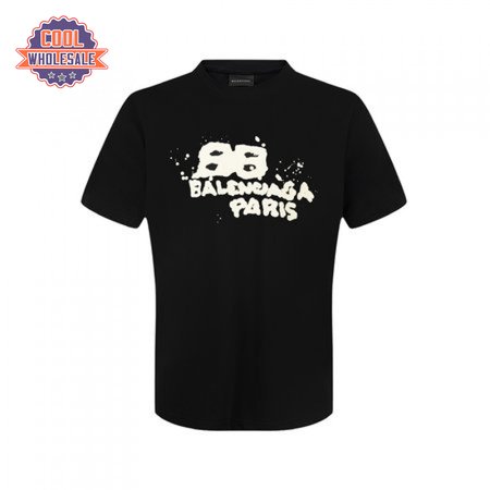 Balenciaga Men's Hand Drawn BB Icon Medium Fit Vintage T-Shirt Black/Beige