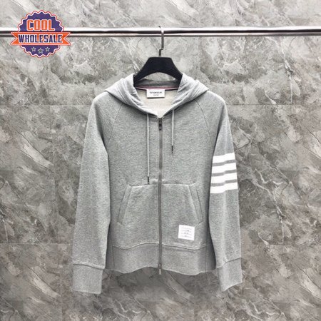 Thom Browne Logo-Patch Zip-Up Hoodie
