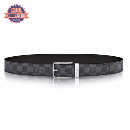 pont neuf belt damier graphite 35mm black grey- lbp004