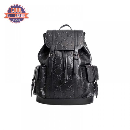 Gg Embossed Backpack In Black Leather GBP014