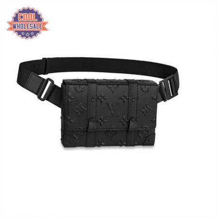 trunk slingbag black monogram seal cowhide leather - lbb08