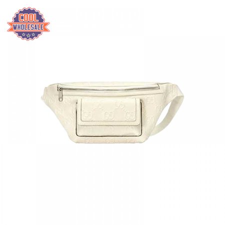 Gg Embossed Belt Bag In White Gg Embossed Leather GBB018