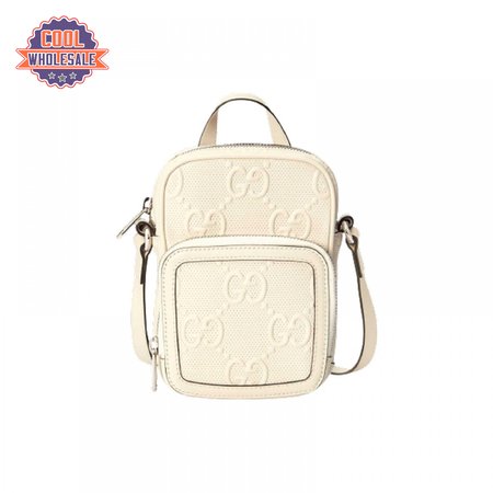 Gg Embossed Mini Bag In White Leather GMB016