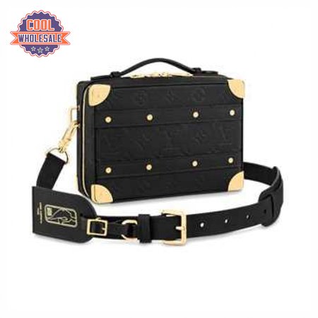 nba handle trunk monogram coated canvas textile lining in black - lmb007