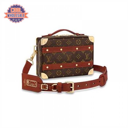 nba handle trunk monogram coated canvas textile lining in brown - lmb009