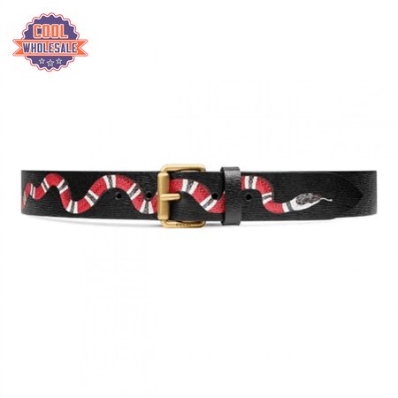 GUCCI LEATHER BELT WITH KINGSNAKE - B41