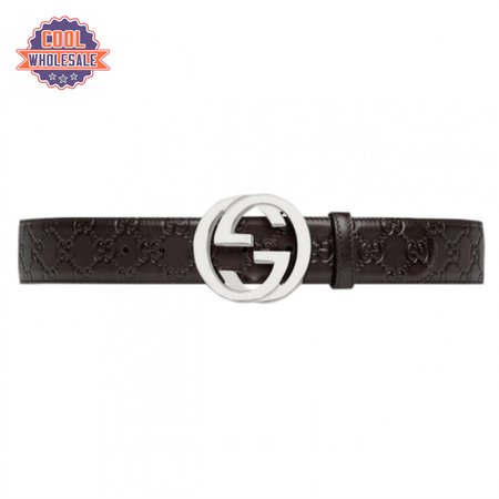 GUCCI BROWN GUCCISSIMA LEATHER INTERLOCKING GG BUCKLE BELT - B38