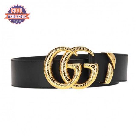 GUCCI LEATHER BELT WITH DOUBLE G BUCKLE - B11
