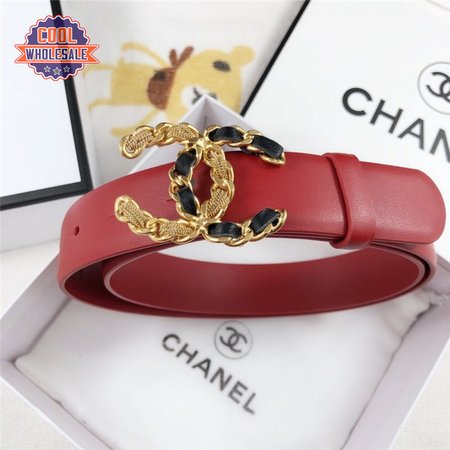 Chanel Leather Belt Buckle 30mm red