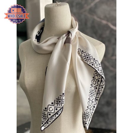 chanel silk scarf white