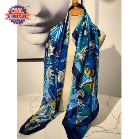 hermes ladies summer silk scarf Dark blue
