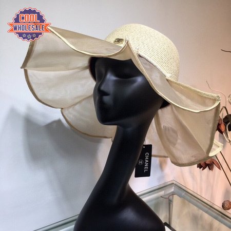 Wholesale CC Top 2020 Pleated lotus leaf stitching straw hat