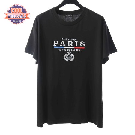 BALENCIAGA CROWN EMBROIDERED BLACK T SHIRT