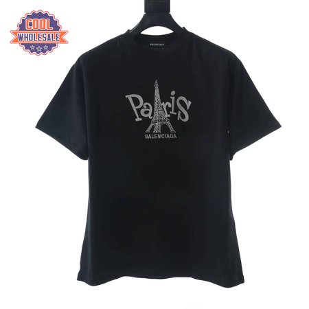 BELENCIAGA PARIS TOWER EMBROIDERED T SHIRT