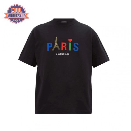 BALENCIAGA MEN'S BLACK MODE LOGO TEE - BB42