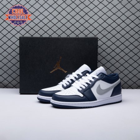 Jordan 1 Low Wolf Grey Midnight Navy 553558-141 Unisex