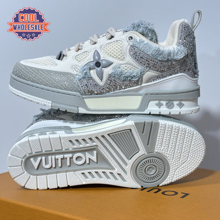 Skate Sneaker in Grey with Diamonds