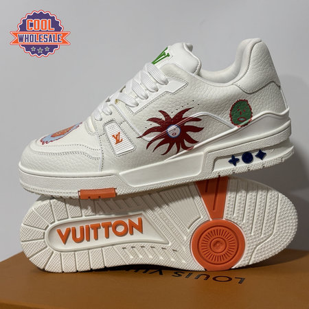 Trainer Silver White Floral Low-Top Sneaker