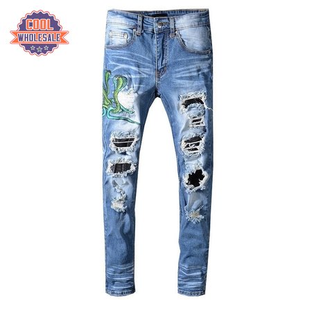 Amiri Cobra Jeans Light Blue / Green