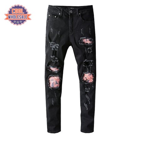 Amiri Design Rip Jeans Black/Red