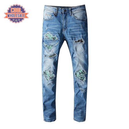 Amiri Design Rip Jeans Light Blue / Green