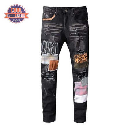 Amiri Logo Patch Jeans Black