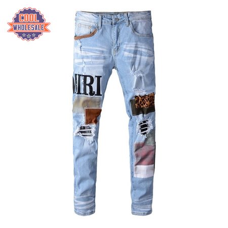 Amiri Logo Patch Jeans Light Blue