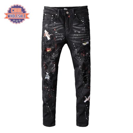 Amiri Pelican Splatter Jeans Black/White