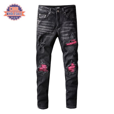 Amiri Rip Jeans Black / Pink