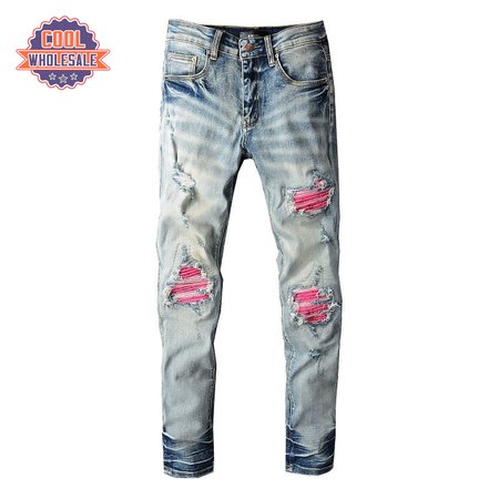 Amiri Rip Jeans Blue / Pink