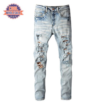 Amiri Ripped Design Jeans Light Blue