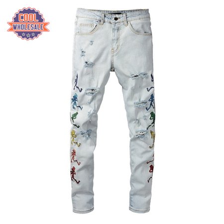 Amiri Skeleton Patch Jeans White
