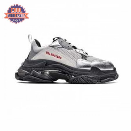 BALENCIAGA TRIPLE S WHITE & BLACK SOLE SNEAKERS - BB170