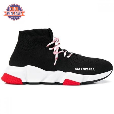 BALENCIAGA SPEED TRAINER LACE UP BLACK RED - BB15