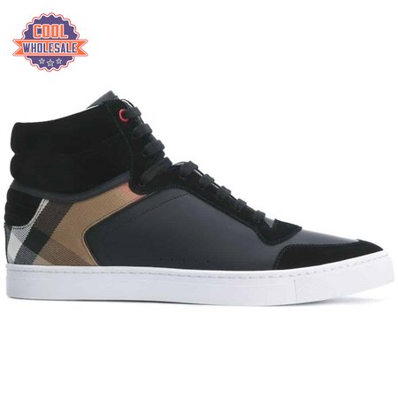 BURBERRY LEATHER AND HOUSE CHECK HI-TOP SNEAKERS - BBR28