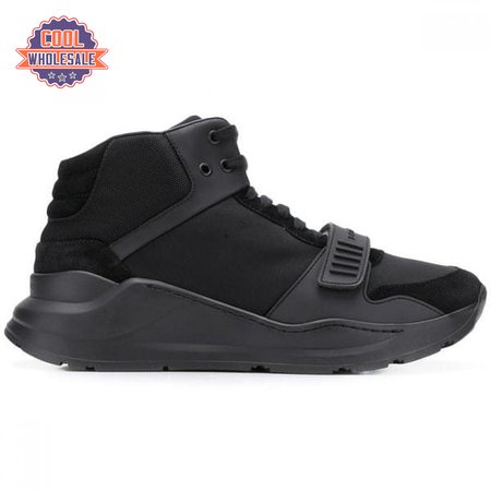 BURBERRY SUEDE AND NEOPRENE HIGH-TOP SNEAKERS - BBR19