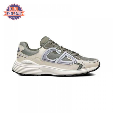 DIOR B30 SNEAKERS OLIVE MESH AND CREAM TECHNICAL FABRIC - CD86