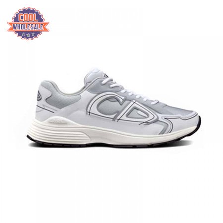 DIOR B30 SNEAKERS GRAY MESH AND WHITE TECHNICAL FABRIC - CD85
