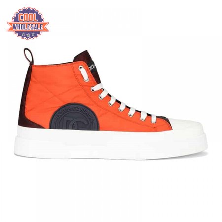 DOLCE AND GABBANA QUILTED TWO-TONE NYLON PORTOFINO LIGHT MID-TOP SNEAKERS - DG106