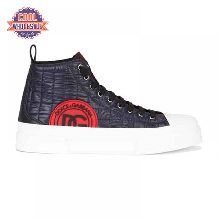 DOLCE AND GABBANA QUILTED TWO-TONE NYLON PORTOFINO LIGHT MID-TOP SNEAKERS - DG105