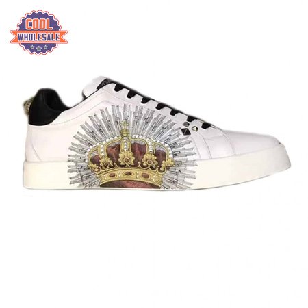 DOLCE & GABBANA PRINTED CALFSKIN PORTOFINO SNEAKERS - DG9