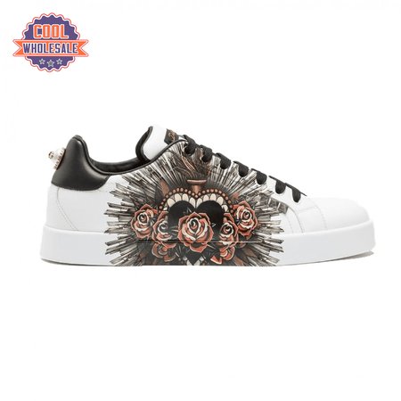 DOLCE & GABBANA PRINTED CALFSKIN PORTOFINO SNEAKERS - DG5