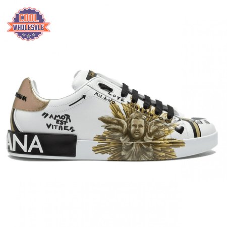 DOLCE & GABBANA PRINTED CALFSKIN PORTOFINO SNEAKERS - DG7