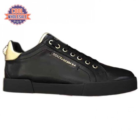 DOLCE & GABBANA SNEAKERS PORTFINO IN WHITE LEATHER WITH PERLA LOGATA - DG21