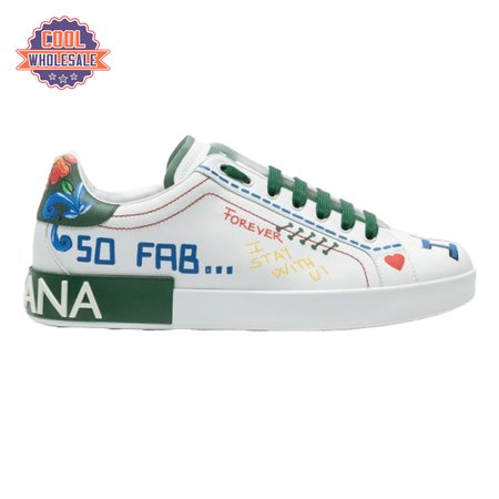 DOLCE & GABBANA PRINTED CALFSKIN PORTOFINO SNEAKERS - DG32