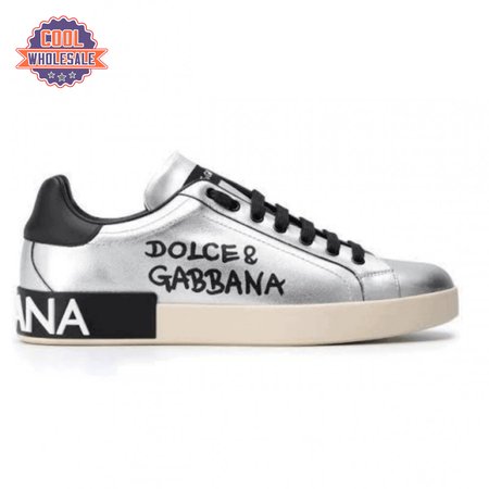 DOLCE AND GABBANA LOGO PRINT POSITANO LEATHER SNEAKERS - DG94